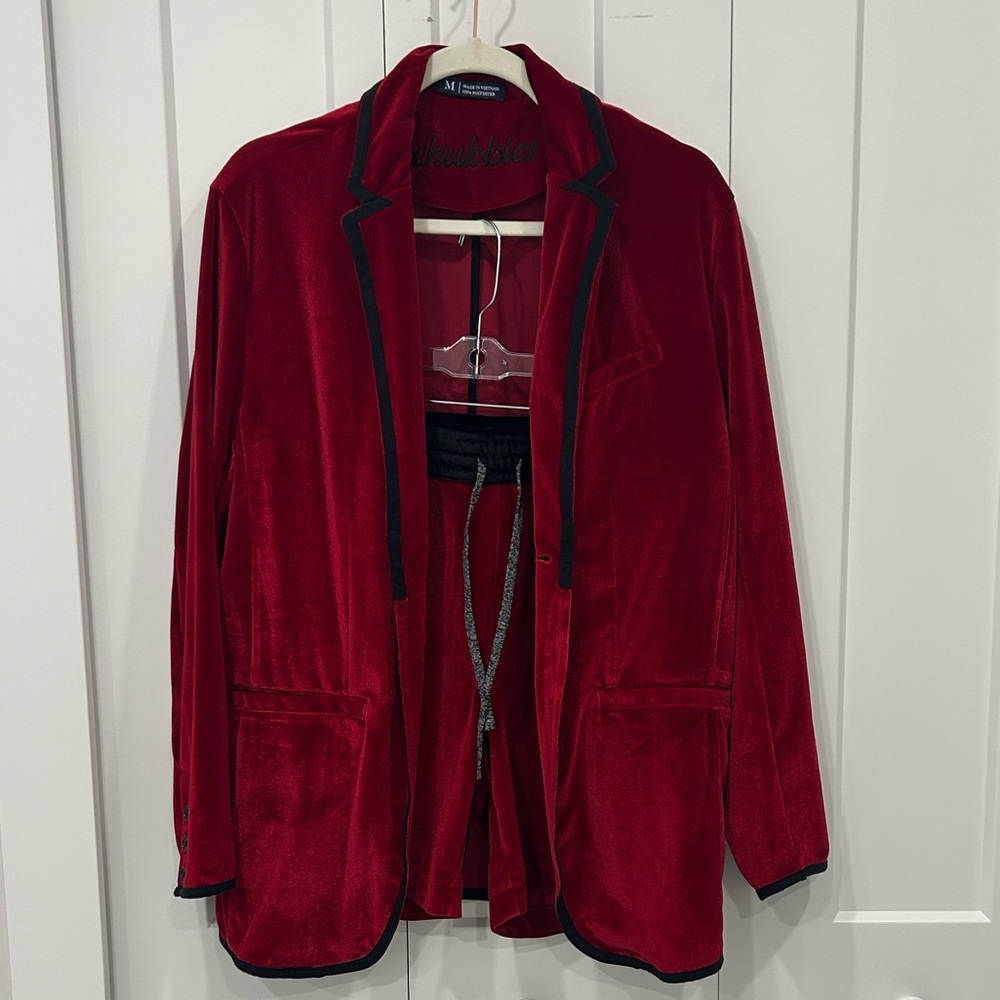 NWOT Chubbies Red Tuxedo Short Set with Black Trim